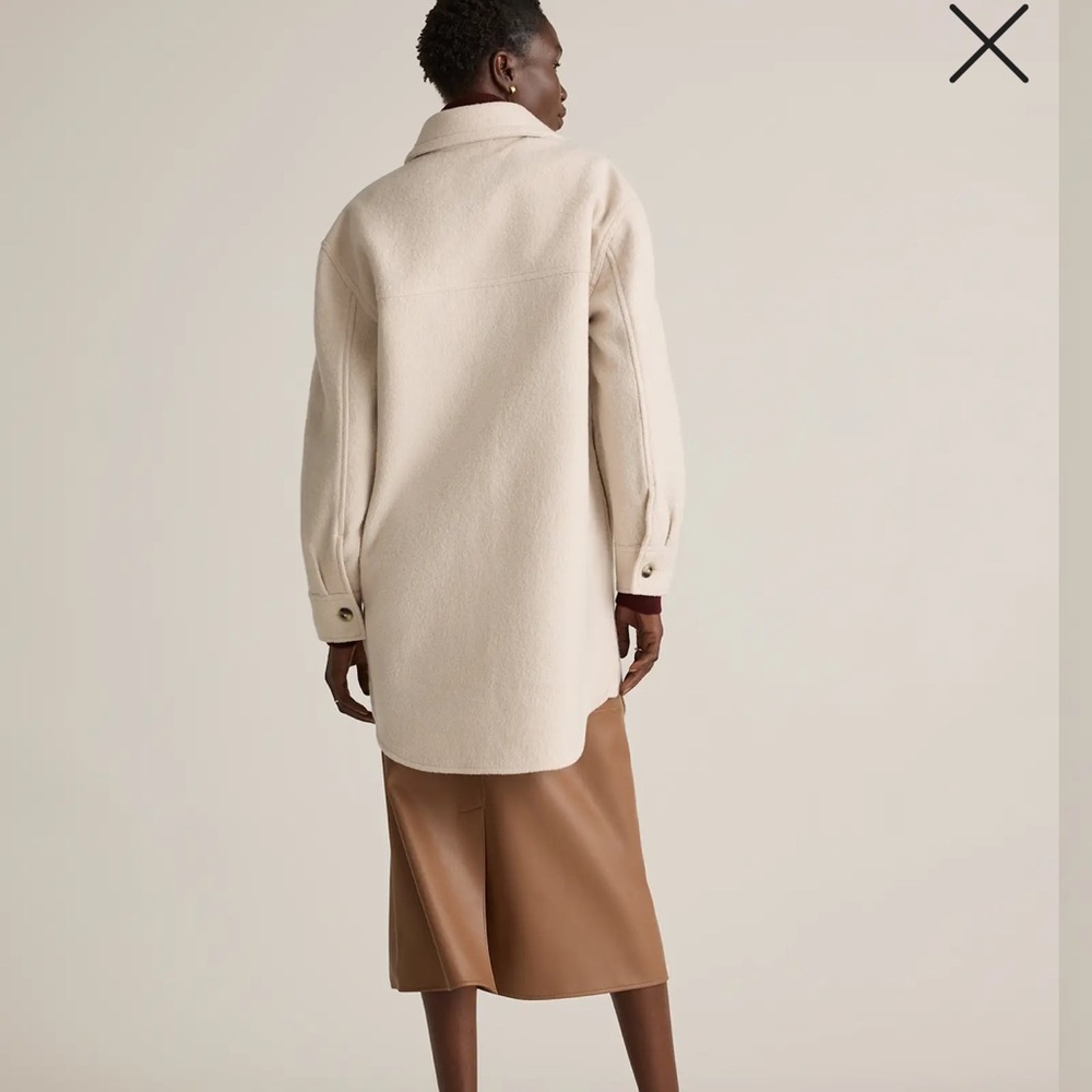 100% merino wool long shirt jacket, cream - Picture 5 of 10